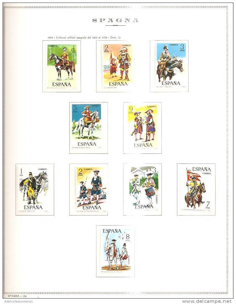 41413)francobolli Spagna Serie Antiche Uniformi Militari Con 10 Valori - Nuovi - Full Years