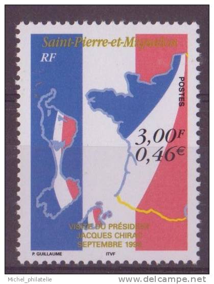 SAINT-PIERRE-ET-MIQUELON N°703** NEUF SANS CHARNIERE   CARTE DE L'ARCHIPEL - Autres & Non Classés