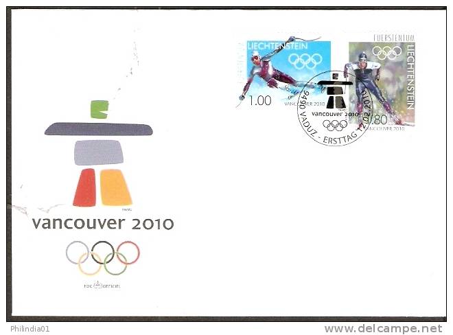 Liechtenstein 2010 Winter Olympic Games Vancouver Skiing FDC # 8197 - Hiver 2010: Vancouver