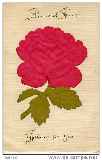 FLOWERS OF FRANCE - APPLIQUED SILK (?) MATERIAL - Embroidered