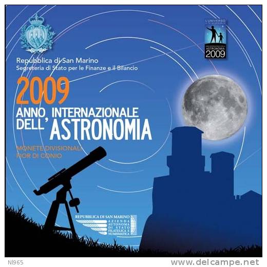 REPUBBLICA Di SAN MARINO - ANNO 2009 - DIVISIONALE 9  MONETE  FIOR DI CONIO Con MONETA 5 EURO ARGENTO PITTORE CARAVAGGIO - San Marino