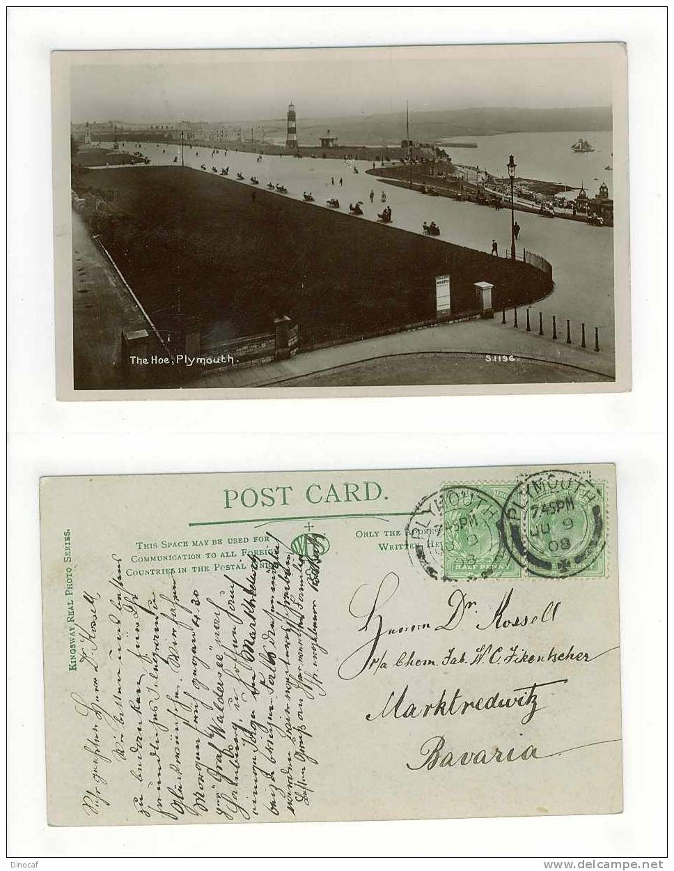 Postcard England, PLYMOUTH, The Hoe 1908, Used, England, United Kingdom - Plymouth