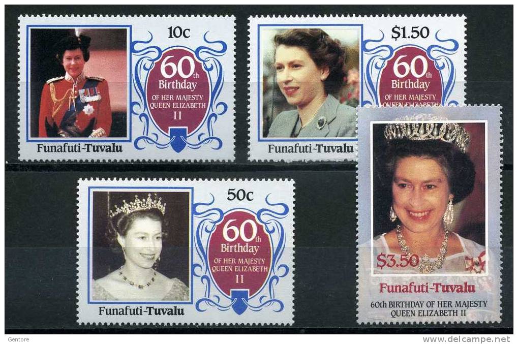 FUNUFATI-TUVALU  1986 Queen Elizabeth 60° Birthday Cpl Set Of 4    Absolutely Perfect MNH ** - Tuvalu (fr. Elliceinseln)