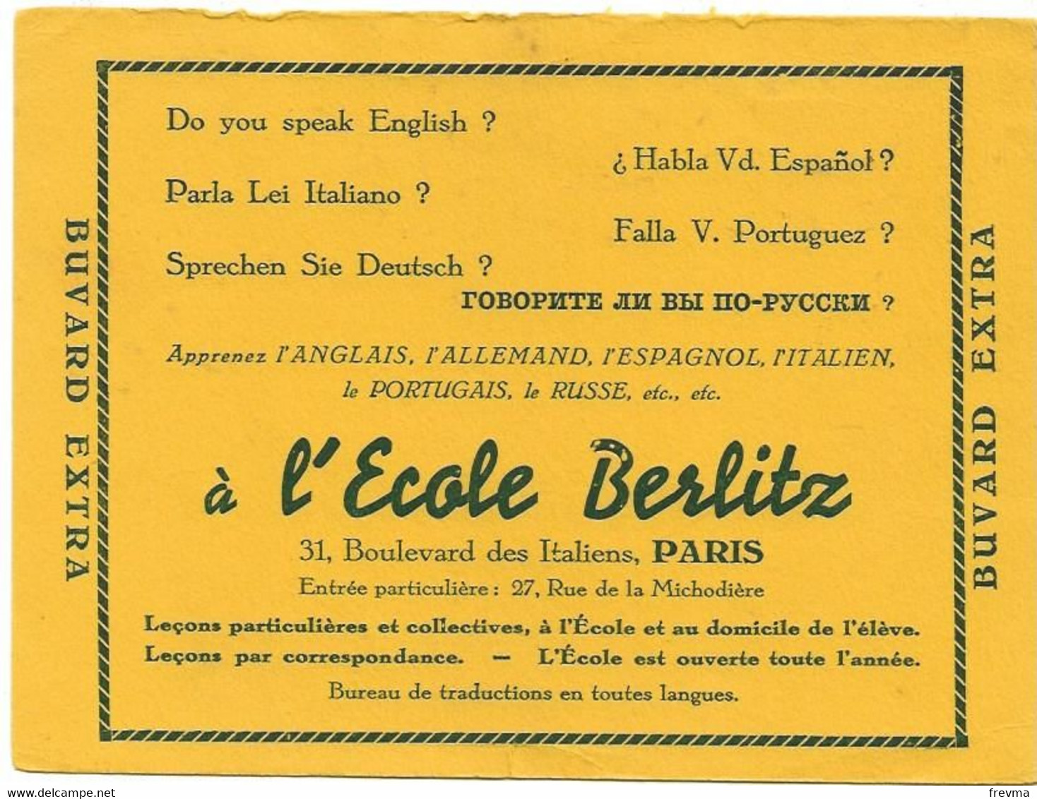 Buvard A L'ecole Berlitz Apprenez Les Langues - Cartoleria