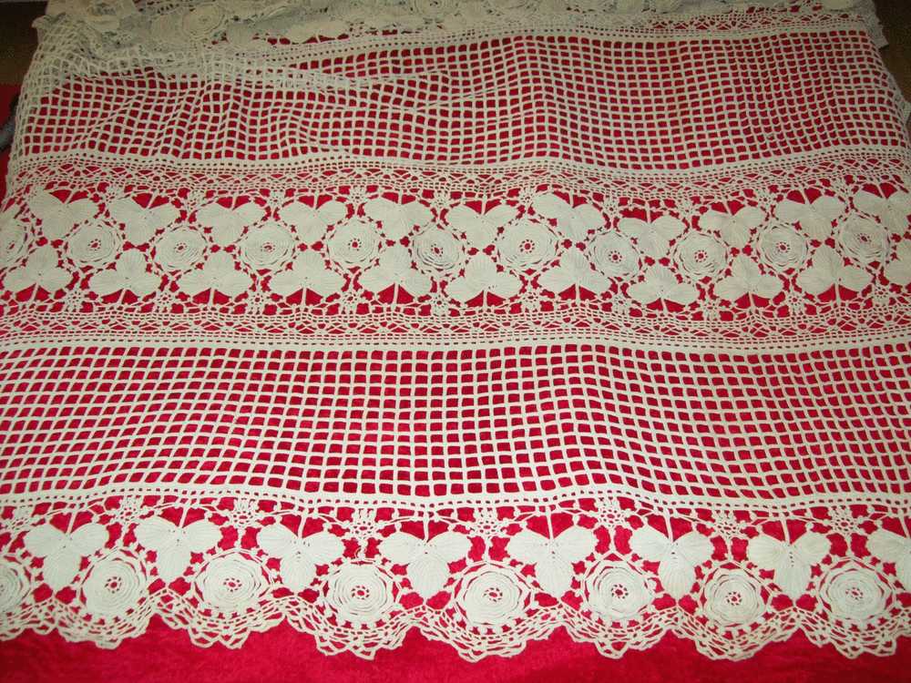 Romania-OLD/ANCIENT BIG MACRAME COVERTURE FOR BED - Bed Sheets