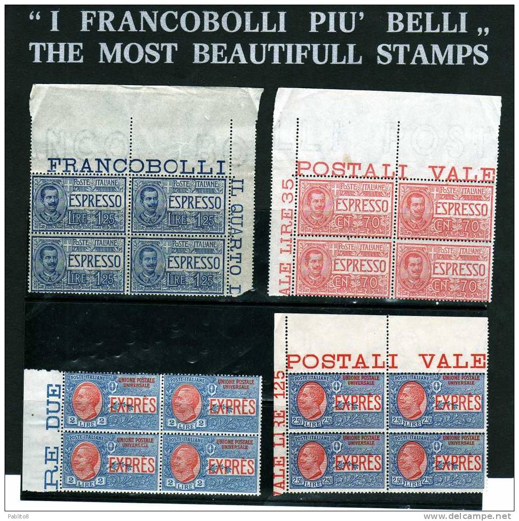 ITALIA REGNO ITALY KINGDOM 1925  ESPRESSO SPECIAL DELIVERY RE VITTORIO EMANUELE III SERIE COMPLETA MNH ANGOLO DI FOGLIO - Poste Exprèsse