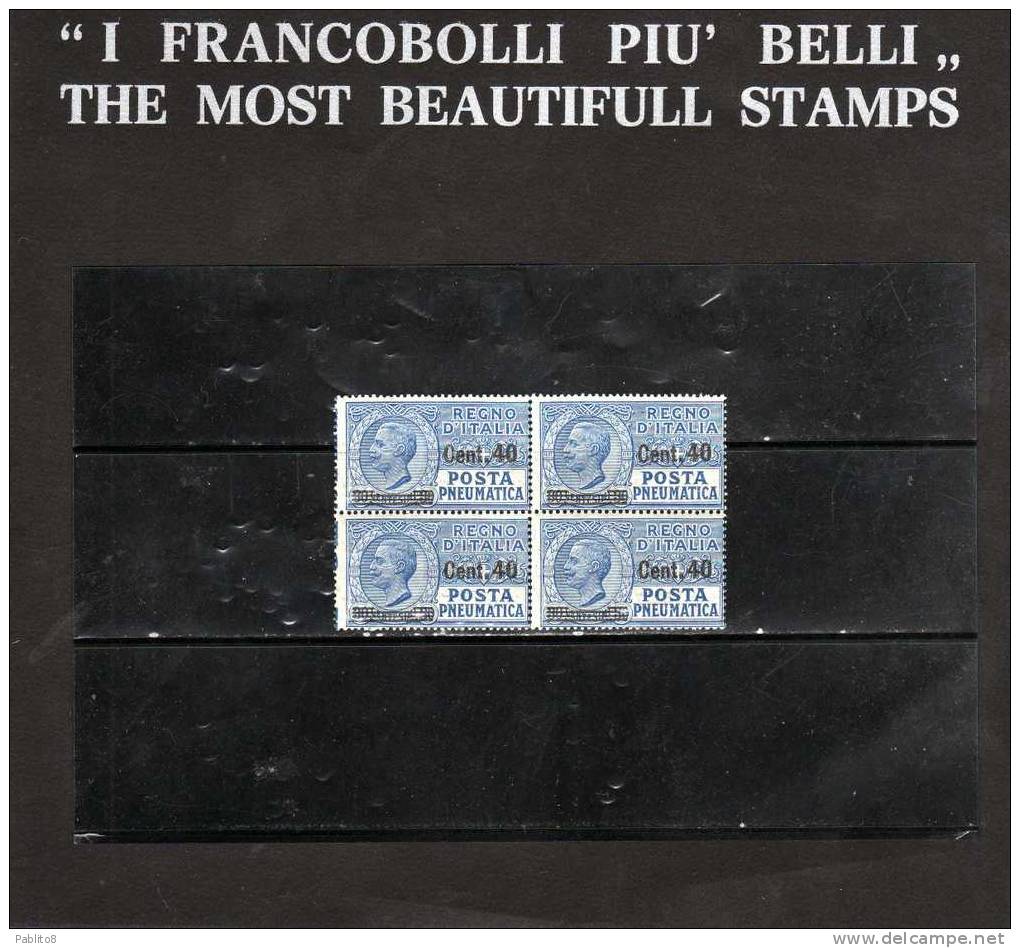 V.E.III CENT.40 SU 30 MNH QUARTINA - Pneumatische Post