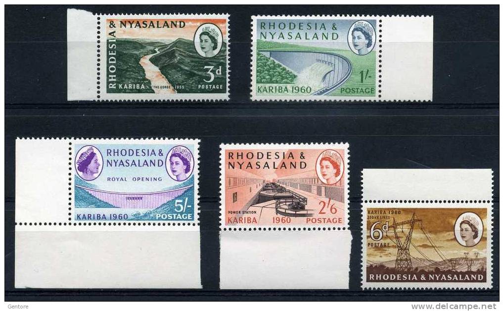 RHODESIA & NYASALAND 1960  Kariba Dam  Set Of 5 (1,3 Missing) Yvert Cat N° 33/35+37/38  Absolutely Perfect MNH ** - Rhodesia & Nyasaland (1954-1963)
