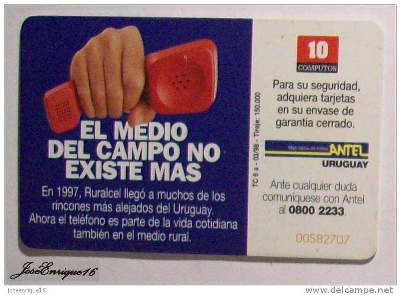 URUGUAY - TARJETA TELEFONO - PHONE CARD - ANTEL  TC  6a   RURANCEL - Uruguay