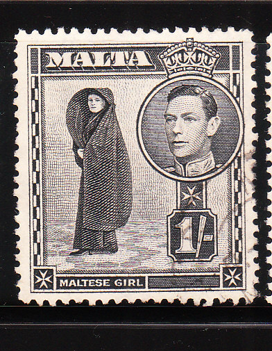 Malta 1938-43 King George Woman In Faldetta 1sh Used - Malte (...-1964)