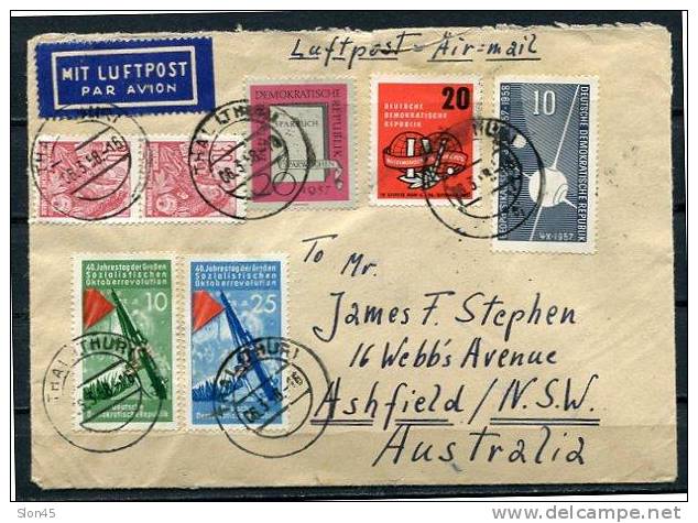 Germany 1958 Cover Sent To Australia With Many Stamps. - Cartas & Documentos