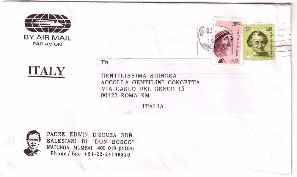 E200 - INDIA LETTER TO ITALY 2009 - Covers & Documents