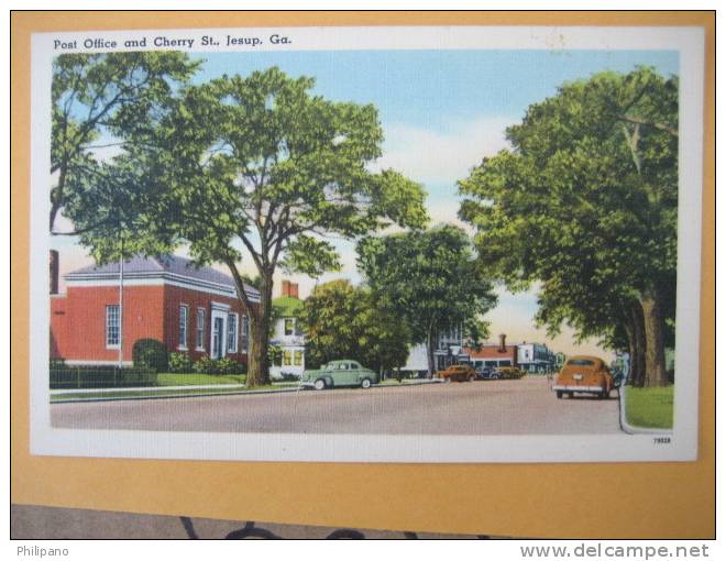 Jessup Ga-- Post Office & Cherry Street  Linen - Other & Unclassified