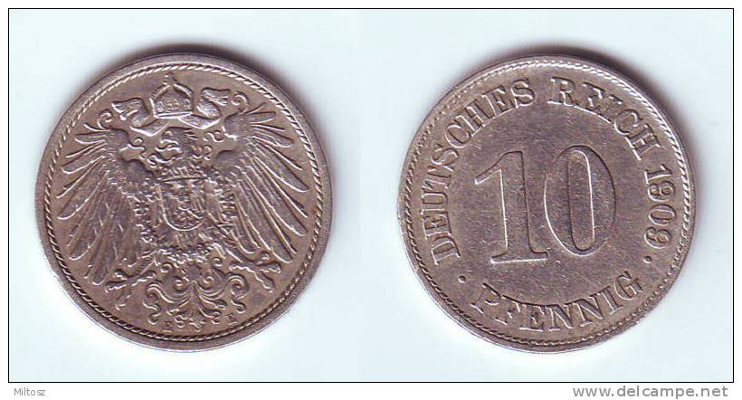 Germany 10 Pfennig 1909 E - 10 Pfennig