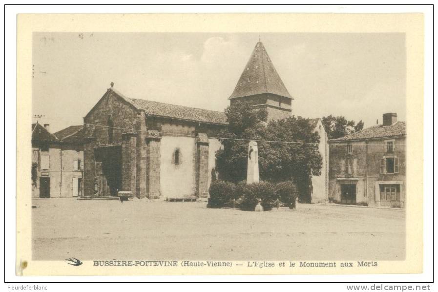 BUSSIERE-POITEVINE (87) - CPA - L'église Et Le Monument Aux Morts - Bussiere Poitevine