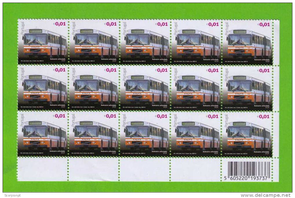 Doble - Bus Automobil Transports Portugal (bloc 15stampsx0,01€) 2010 Sp1557 - Ongebruikt
