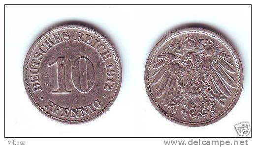 Germany 10 Pfennig 1912 A - 10 Pfennig