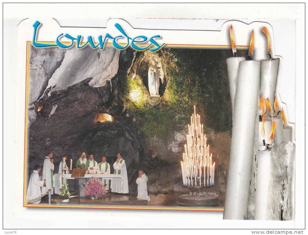 LOURDES -  Carte Fantaisie -   Messe De Minuit à La Grotte  - N° CD  15 - Ossun