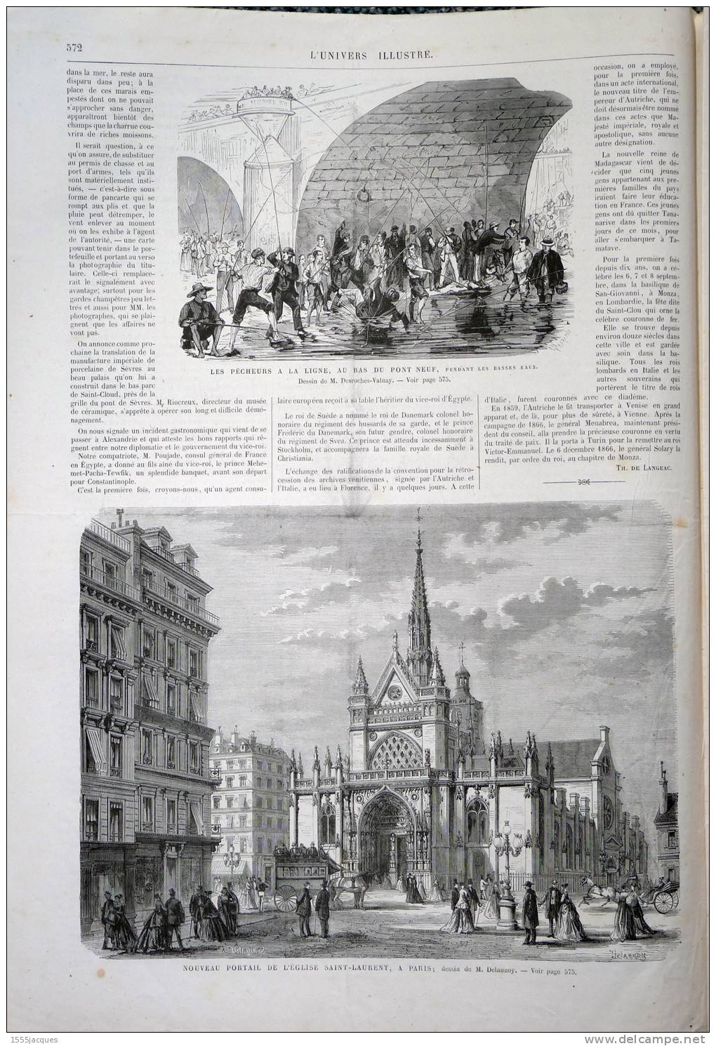 UNIVERS ILLUSTRÉ N° 713 / 12-09-1868 : PRINCE IMPÉRIAL PARIS SAINT-LAURENT PONT-NEUF INDE ANGLAISE LAC DE COME DANUBE ++ - 1850 - 1899
