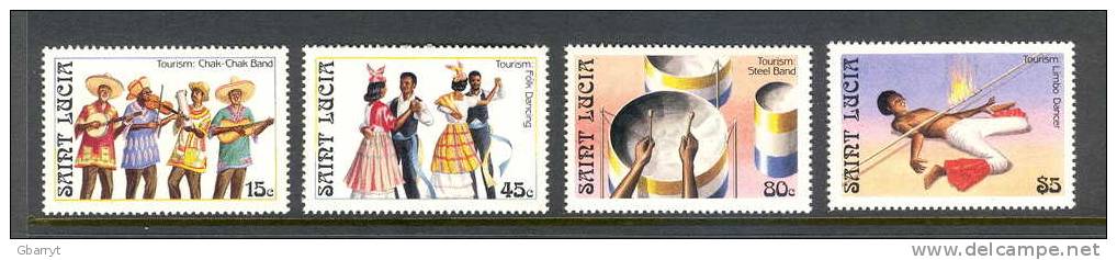 St. Lucia Scott # 862 - 865 Complete MNH VF Music Dancing Tourism..............................G83 - St.Lucia (1979-...)