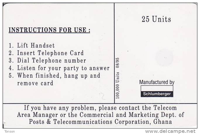 Ghana, GHA-08, 08.95, Small Logo, Blue, 2 Scans. - Ghana