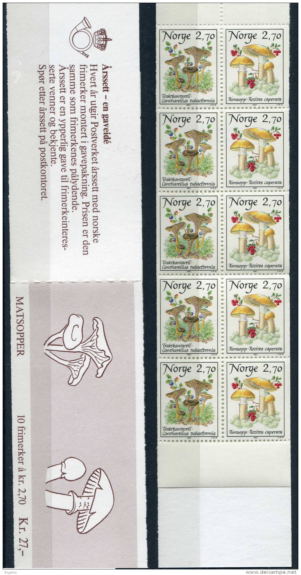 Norway 1987 - Mushrooms Complete Booklet Set - Carnets