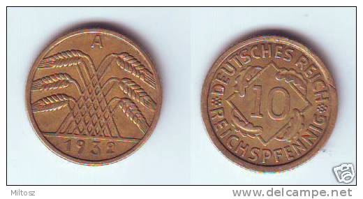 Germany 10 Reichspfennig 1932 A - 10 Rentenpfennig & 10 Reichspfennig