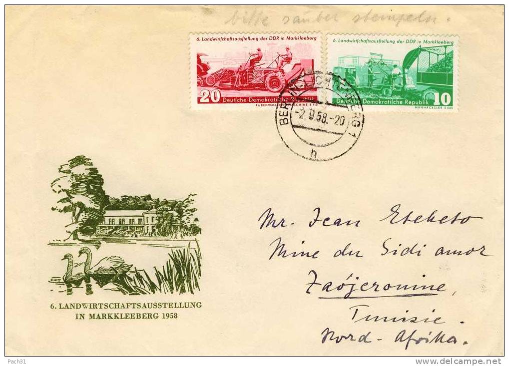 Lettre De Berlin Liohteneerg Pour Tadjerouine Tunisie 1958 - Storia Postale