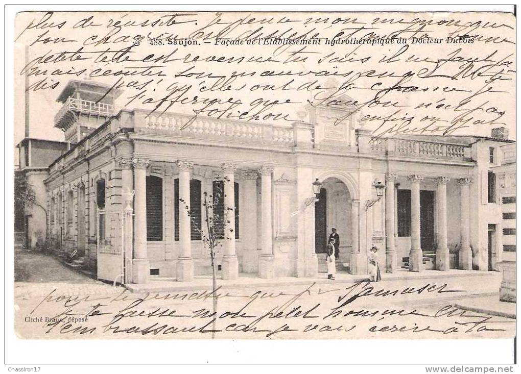 17 -  SAUJON -  Façade De L´Etablissement Hydrothérapique Du Docteur Dubois  - Animée  - Carte Précurseur - Saujon