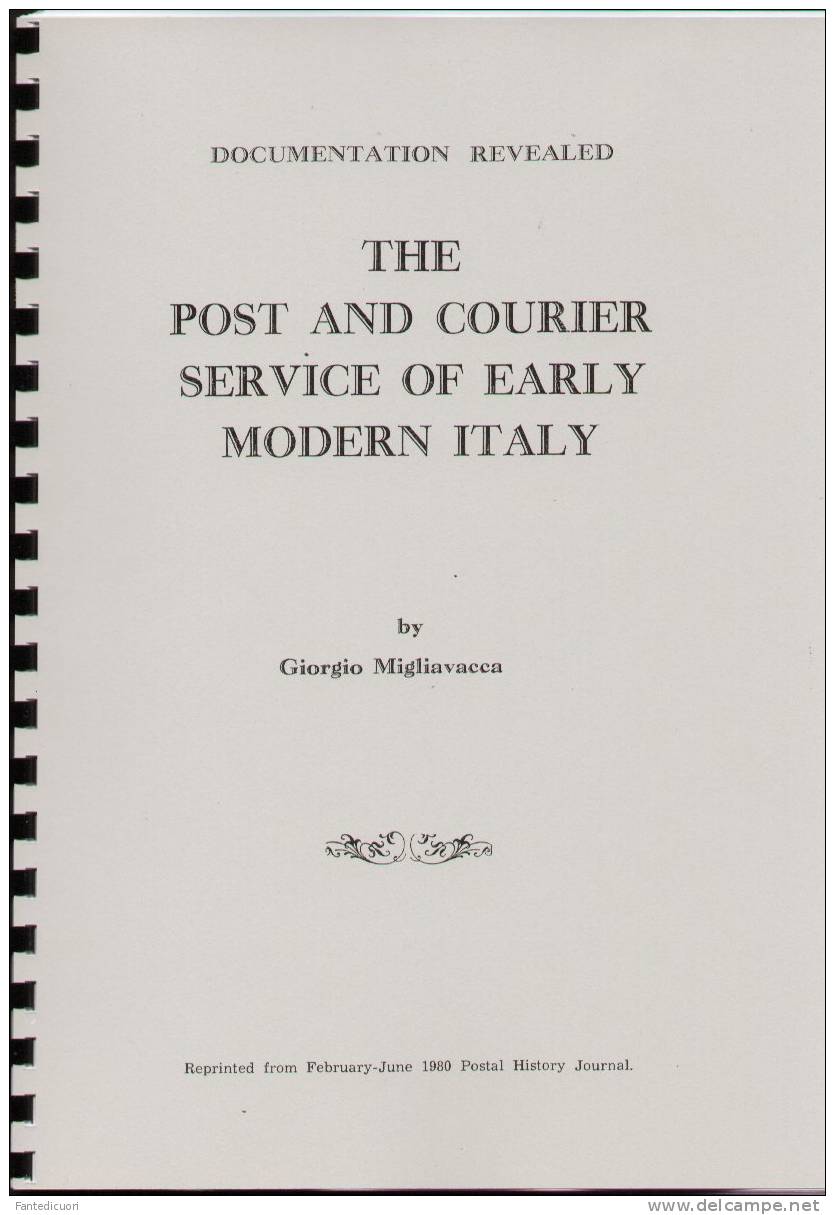 G. Migliavacca The Post And Courier Service Of Early Modern Italy – Documentation Revealed, 32 Pp, Ill B/N, Reprint From - Other & Unclassified