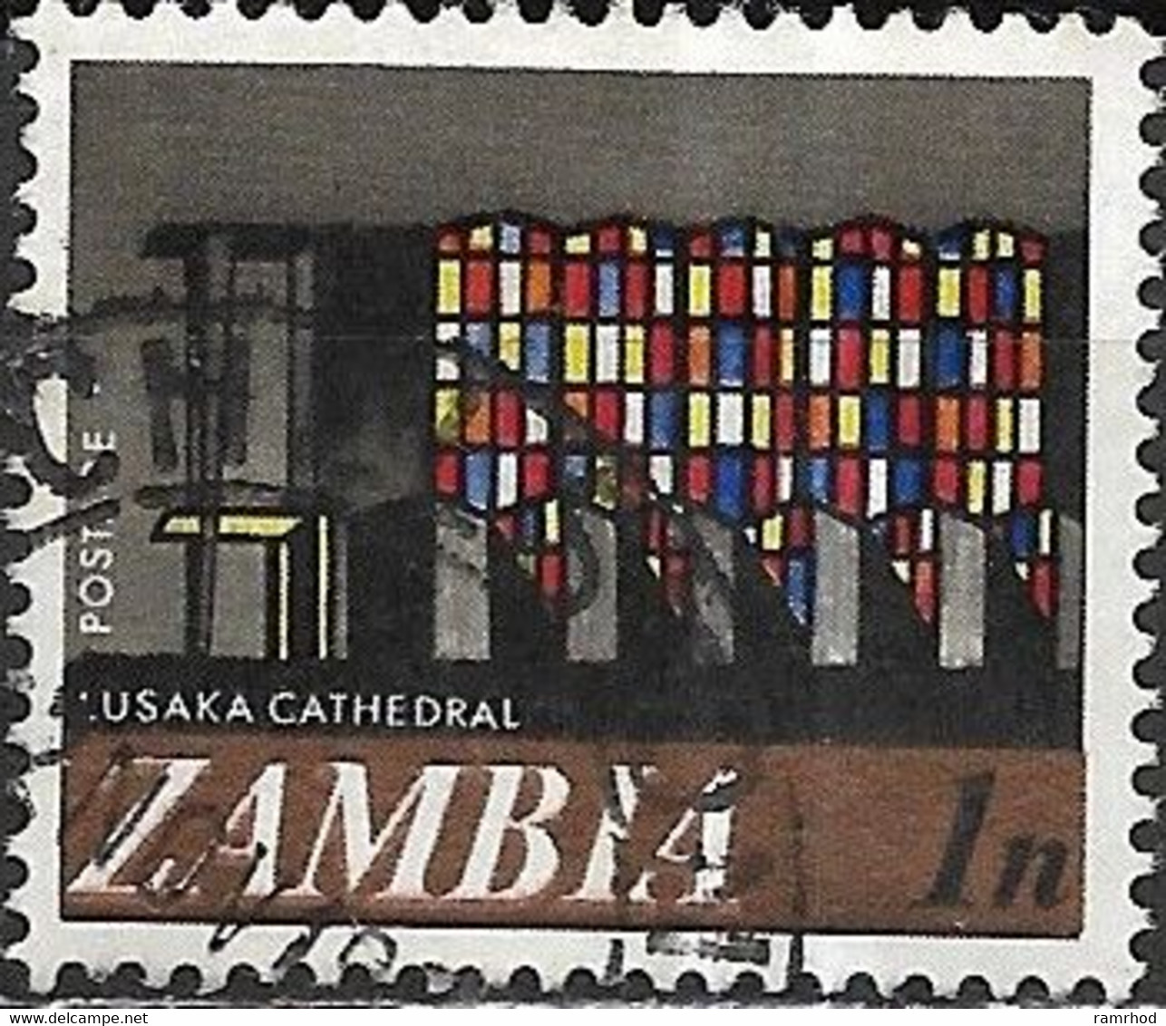 ZAMBIA 1968 Decimal Currency - 1n - Lusaka Cathedral FU - Zambie (1965-...)