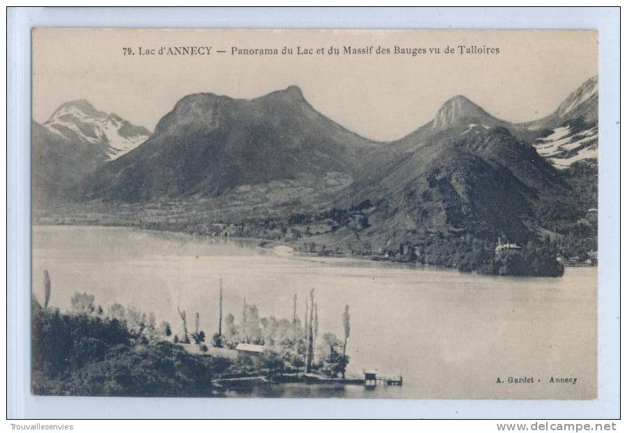 79. LAC D'ANNECY - PANORAMA DU LAC ET DU MASSIF DES BAUGES VU DE TALLOIRES - Annecy