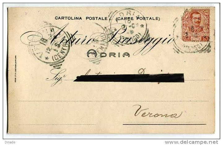 CARTOLINA COMMERCIALE PUBBLICITA ADRIA ROVIGO VIAGGIATA ANNO 1906 - Rovigo