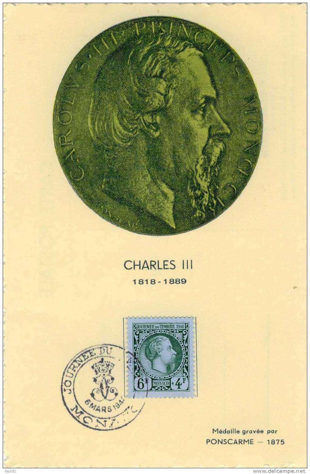 Carte Journée Du Timbre 1948 Charles III - Other & Unclassified