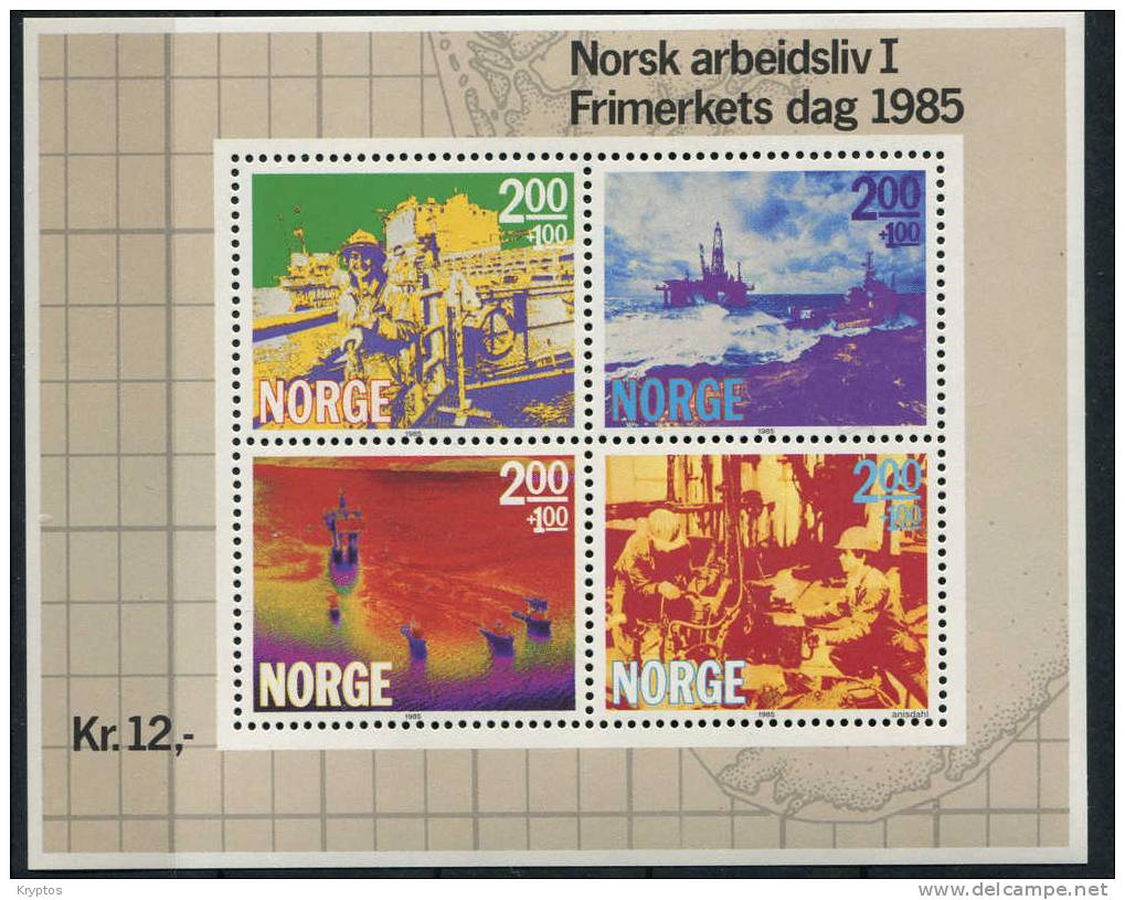 Norway 1985 - Stamp Day 1985 "Working Life I" - Minisheet ** - Unused Stamps