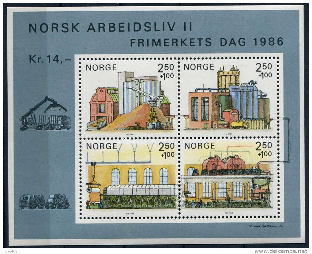 Norway 1986 - Stamp Day 1986 "Working Life II" - Minisheet - Neufs