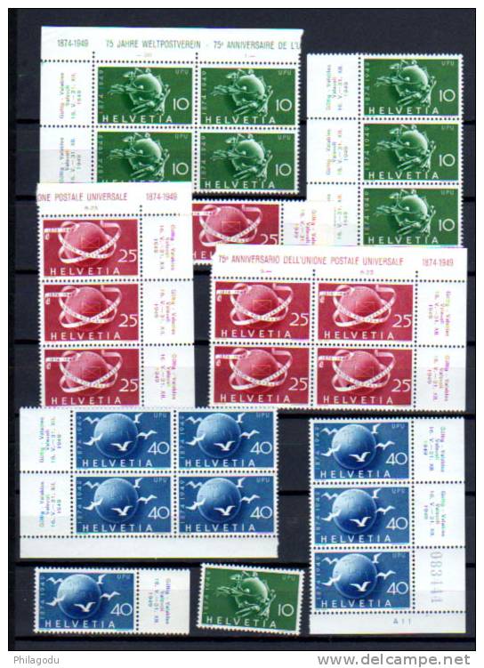 Suisse 1949, 75° U.P.U., 8 X  474 / 476 Xx, Cote 17,60 &euro;, - U.P.U.