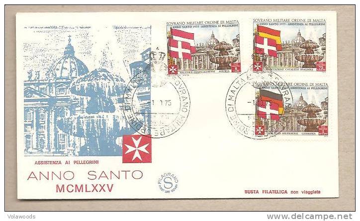 SMOM - Busta FDC Con Serie Completa: Anno Santo 1975 - Assistenza Ai Pellegrini - Cristianesimo