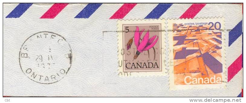 Canada - Timbre Sur Lettre - Oblitéré à Brantfort - Ontario - Fleur - Par Avion, By Air Mail (2534) - Lettres & Documents