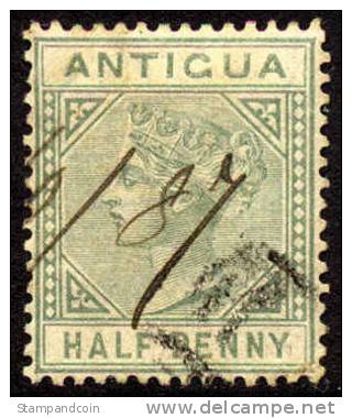 Antigua #12 XF Used 1/2p Victoria From 1882 - 1858-1960 Colonia Britannica