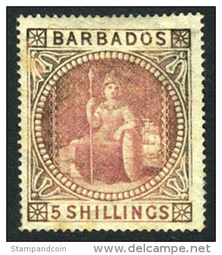 Barbados #43 (SG #64) Mint Hinged From 1873 W/APS Certificate - Barbades (...-1966)