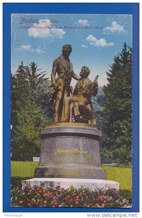Österreich; Baden Bei Wien; Lanner Strauss Denkmal Im Kurpark Von Hans Mauer; 1918 - Baden Bei Wien