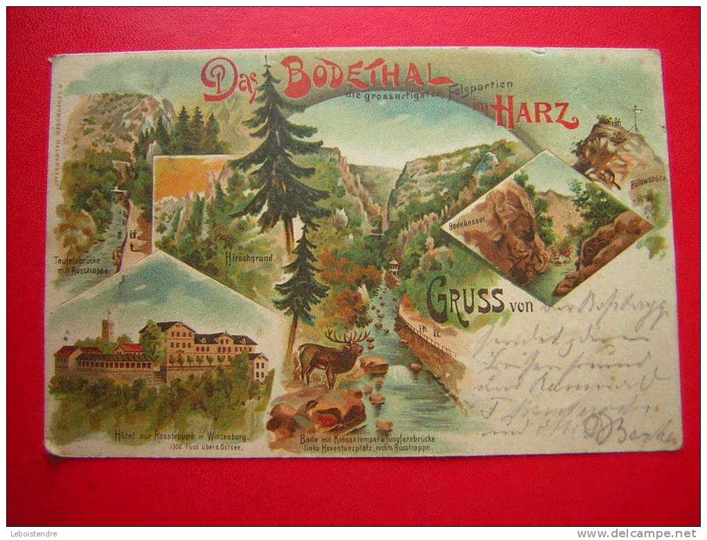 CPA CARTE PRECURSEUR 1898 -ALLEMAGNE A IDENTIFIER -DAS BODETHAL IM HARZ-HOTEL ZUR ROSSTRAPPE M.WINZENBURG-GRUSS VON - Thale