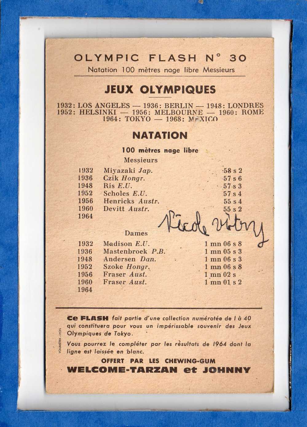 OLYMPIC FLASH N° 30. - Natation