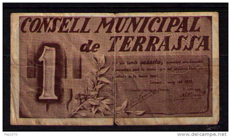 BILLETE DE 1 PESETA DEL CONSELL MUNICIPAL DE TERRASSA Nº 144462 - [ 6] Commemorative Issues