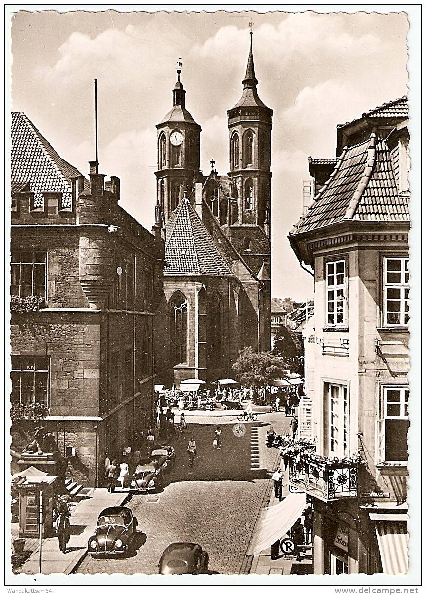 AK Göttingen Durchblick Zur St. Johannis-Kirche VW-Käfer Uhr 20.2.61 - 24 (20b) GÖTTINGEN 2 T  Nach (14a) Königsbronn - Goettingen