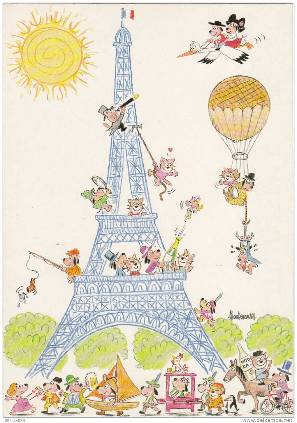 BARBEROUSSE. CP POUR LE CENTENAIRE DE LA TOUR EIFFEL 1889 - 1989. Oeuvre Originale De BARBEROUSSE. - Barberousse