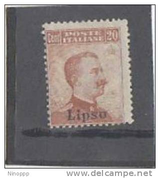 Aegean Islands Lisso 1917 20c Orange No Wtmk MH - Egeo