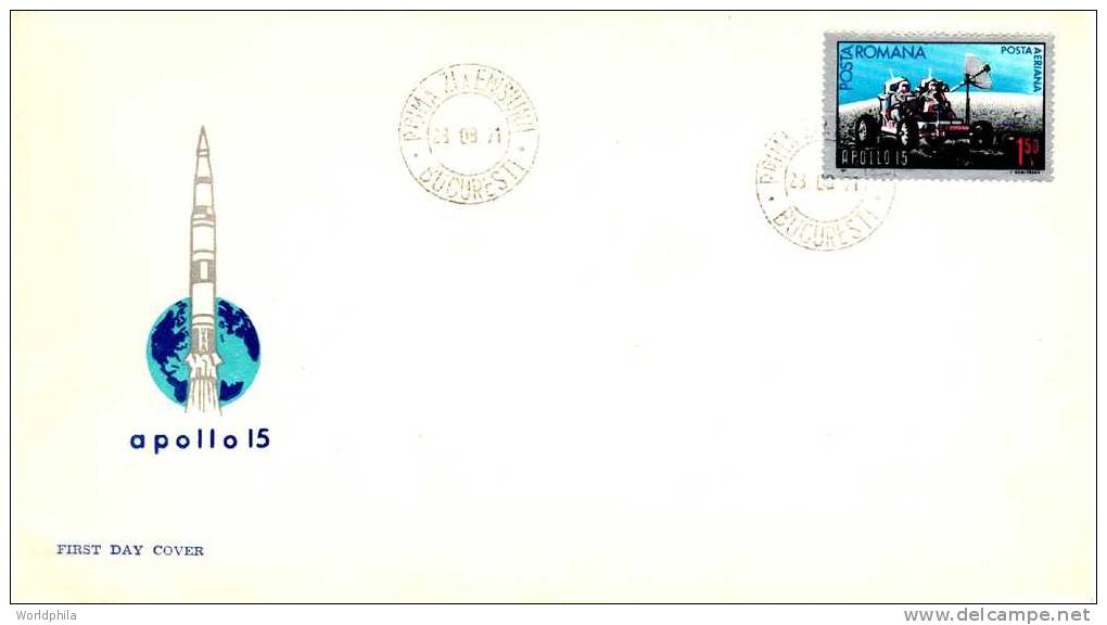 ROMANIA Spaceship/Vaisseau "Apollo 15"-FDC 1971 - Europe