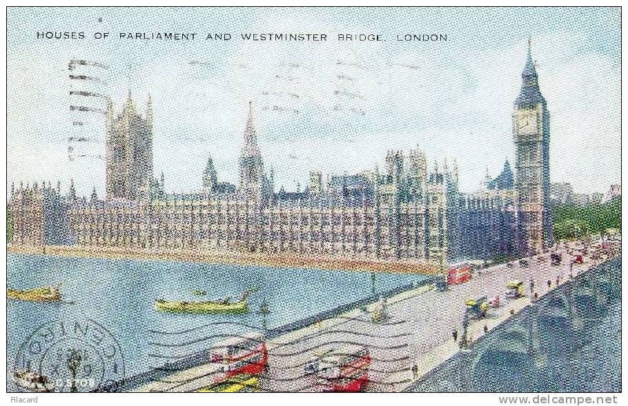 5155    Regno  Unito     London  Houses Of Parliament And Westminster  Bridge  VG  1953 - Houses Of Parliament